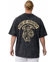Sons Of Anarchy Rock Metal Müzik Grubu Baskılı Unisex Oversize Vintage Yıkamalı Tişört