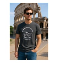 Erkek %100 Pamuk Bisiklet Yaka Motor Baskılı T-shirt