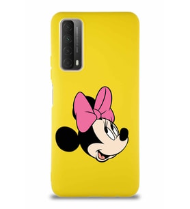 Huawei P Smart 2021 Soft Premier Kapak Minnie Mouse-A Tasarımlı Silikon Kılıf - Sarı (Şeffaf)