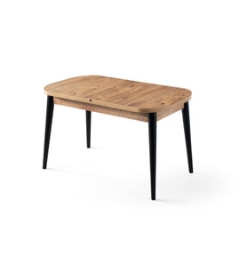 Nisa Açılır MDF Oval Mutfak Masası 70x110  (Siyah - Kahverengi)