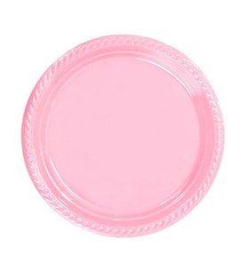 Tabak plastik yuvarlak 22 cm pembe pk:25-