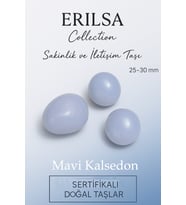 Sertifikalı Mavi Kalsedon Taşı Kütle 25–30 mm Sakinlik İletişim ve Duygusal Denge Taşı (Çok Renkli)