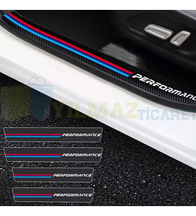 Bmw M Performance Logo Karbon Kapı Eşiği Oto Sticker Etiket Yapıştırma Araba Çıkartma 4 Parça