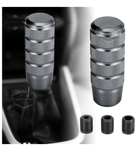 Üniversal 9.5 cm JDM Metal Spor Vites Topuzu Aparatlı Alüminyum Otomatik-Manuel Vites Titanyum Gri