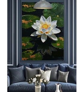 Beyaz nilüfer çiçeği lotus Dekoratif Kanvas - Mdf Ahşap Tablo