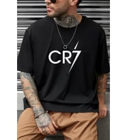 Unisex Cr7 Baskılı T-shirt (Siyah)