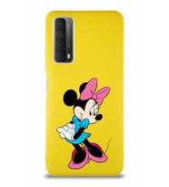 Huawei P Smart 2021 Soft Premier Kapak Minnie Mouse-F Tasarımlı Silikon Kılıf - Sarı (Şeffaf)
