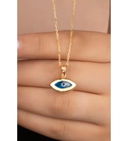 925 Ayar Gümüş Gold Göz Nazar Kolye