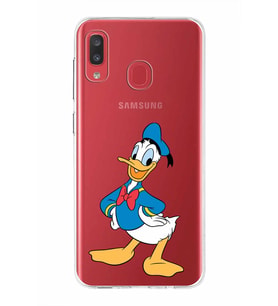 Samsung Galaxy A20  Kapak Donald Duck Tasarımlı Şeffaf Silikon Kılıf