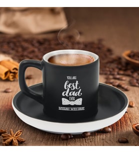 BK Gift Kişiye Özel Dad Tasarımlı Siyah Renk Türk Kahvesi Fincanı-4, Arkadaşa Hediye, Sevgiliye Hediye, Yıl Dönümü Hediyesi