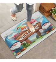 Valerine Life Sevimli Cüceler Welcome Kapı Önü Paspası 45x70cm (Bej - Kahverengi)