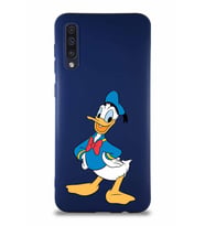 Samsung Galaxy A50 Soft Premier Kapak Donald Duck-C Tasarımlı Silikon Kılıf - Lacivert (Şeffaf)