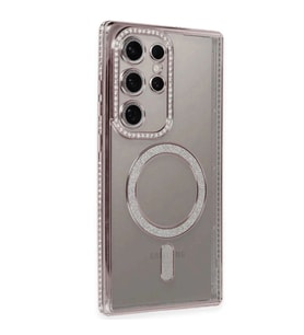 Samsung Galaxy S24 Ultra Kılıf Joke Simli Magneticsafe Kılıf - Pembe
