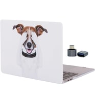 MacBook Air M1 Kılıfı 13.3 İnç A2337 A2179 A1932 Uyumlu Sert Kapak Hard Case Koruyucu Kılıf Komik Köpek Desenli UV Baskılı Çizilme Önleyici Laptop Kılıfı Beyaz