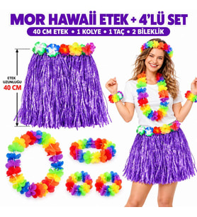 Northcity Luau Aloha Mor Hawaii Etek 40 cm ve 4’lü Hawaii Seti