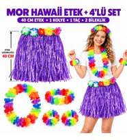 Northcity Luau Aloha Mor Hawaii Etek 40 cm ve 4’lü Hawaii Seti
