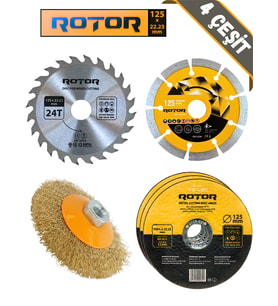6'lı Disk seti 125x22,23 Metal+Seramik+Ahşap 6 parça (Sarı)
