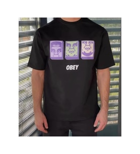 Unisex Bisiklet Yaka Baskılı Oversize T-Shirt - Siyah