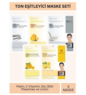 Dermal Ton Eşitleyici Platinum C Vitamini Süt Bitki Plasentası ve Limon Özlü Maske Seti 23gr x 5Adet
