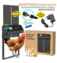 Adaptörlü Zaman Ayarlı Digital Ekran Kümes Kapısı (Şarjlı-Sıkışma Önleyici)