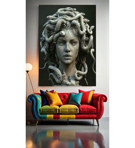 MEDUSA PORTRESİ V2 Ev Duvar Salon Güzellik Salonu Ofis Dükkan Dekarasyon Kanvas Tablo (Çok Renkli)