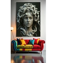MEDUSA PORTRESİ V2 Ev Duvar Salon Güzellik Salonu Ofis Dükkan Dekarasyon Kanvas Tablo (Çok Renkli)