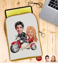 BK Gift Kişiye Özel Sevgililer Karikatürlü Taşınabilir Koruyucu Tablet Kılıfı & Organizer Çanta - Sarı-12
