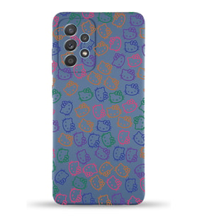 Samsung Galaxy A53 Uyumlu Lansman Kılıf Hello Kitty Tasarımlı İçi Kadife Kapak-Petrol Mavisi (Şeffaf)