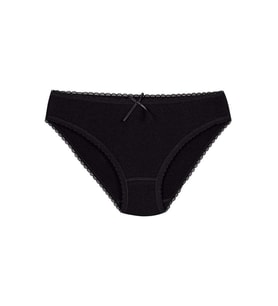 12 Adet Yıldız Bayan Modal Dantelli Bikini Külot Siyah 3901