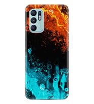 Oppo Reno 6 Kılıf Silikon Desen Özel Seri Orange Blue Color 1665
