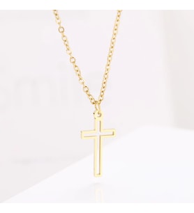 Kişiye Özel 925 Ayar Gümüş Haç Kolye (Gold)