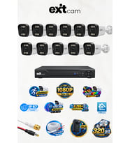 EXİTCAM 11 Kameralı 2 MP 1080P Full HD AHD Güvenlik Kamera Seti - Gece Renkli 320GB HDD 16 Kanal DVR