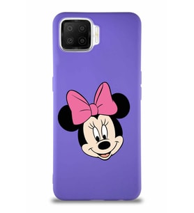 Oppo A73 Soft Premier Kapak Minnie Mouse-C Tasarımlı Silikon Kılıf - Mor (Şeffaf)