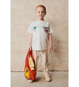 Cg Kids Jungle Çizgili Keten Kombinli Erkek Çocuk Alt Üst Takım (Turkuaz)
