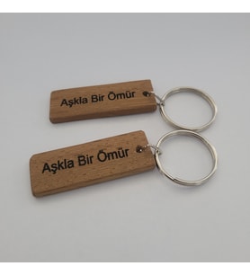 Destina Ahşap Çiftlere Özel Kişiselleştirilebilir Teak Ağacı Anahtarlık