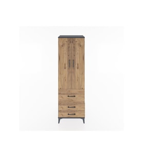 Hyperion Dolap 4 Raflı 3 Çekmeceli 2 Kapaklı 60x44x195 Antrasit-Çam