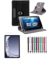 Samsung Galaxy Tab A9 Plus 11" Uyumlu Standlı Tablet Kılıfı + Kırılmaz Ekran Koruyucu+ Dokunmatik Kalem (Siyah)