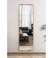 120 Cm Ceviz Düz Duvar Salon Antre Hol Koridor Mutfak Banyo Ofis Aynası (Kahverengi)