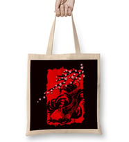 Japan Sakura Fish Cherry Blossom Tree Japanese Art Nature Bez Çanta Uzun Saplı