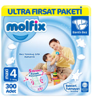 Molfix Bebek Bezi 4 Beden Ultra Fırsat Paketi 100x3 300 Adet