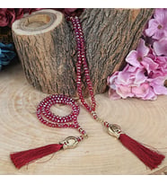Kristal Tesbih Püsküllü 6 mm Bordo