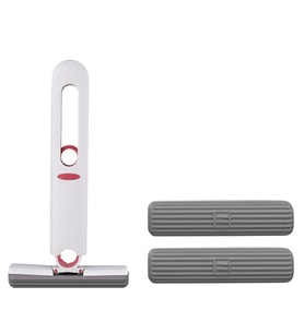 EZERE Çok Amaçlı Taşınabilir Ev Araç Ofis Temizlik Paspası Mini Mop + 2 Yedek Uç (Beyaz)