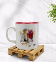 BK Gift Kişiye Özel New York Tasarımlı İçi Kırmızı Renkli Kupa Bardak Model 1