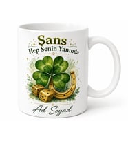 Şanslı Dört Yapraklı Yonca Şans Meleği Doğal Şanslı Kupa Bardak Hediye