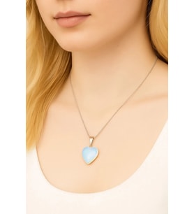 Kadın Kolye Sara Kadın Kolye Opal Taşı Doğal Taş Kalpli Gümüş Şık Hediyelik P246S378, one size