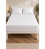Sıvı Geçirmez Fitted Bazalı Honeycomb Desenli Yatak Alez Seti Fitted Bazalı Alez ve 2'li Yastık Alez Koruyucusu Beyaz Tek Kişilik - Çift Kişilik