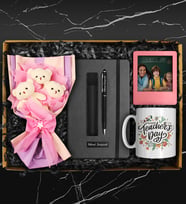 Öğretmenler Gününe Özel Tasarım Kupa & Peluş Ayıcık Buketi & Defter & Deri Kılıflı Touch Pen Kalem & Kişiye Özel Fotoğraf Çerçevesi
