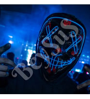 Cadılar Bayramı Siyah Maske Neon Mavi Işıklı