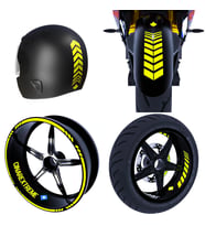 Moto Rider 4'lü Sticker Seti Floresan Sarı İç Dış Jant Şeridi Kask ve Çamurluk Ç