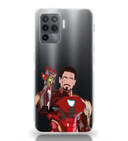 Oppo Reno 5 Lite Uyumlu Iron Man Desenli Şeffaf Telefon Kılıfı